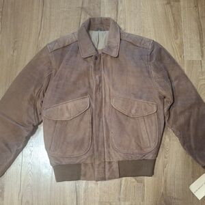 Nwt Vintage Hunt Club Jacket Mens 38 R Brown Leather Bomber 90s 100% Leather